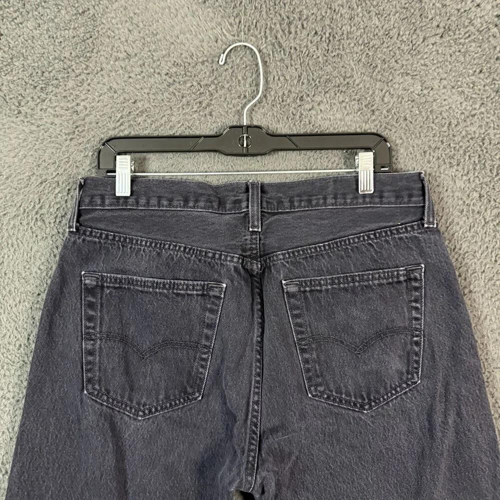 Levis 501 Jeans Mens 34x34 Black Straight Fit Dark Wash Button Fly Denim Pants